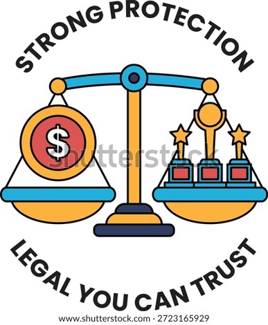 A scale with a dollar sign on one side and a star on the other. The scale is balanced with the dollar sign on the left and the star on the right