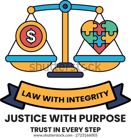 A scale with a dollar sign on one side and a puzzle piece on the other. The scale is balanced, with the dollar sign on the left and the puzzle piece on the right