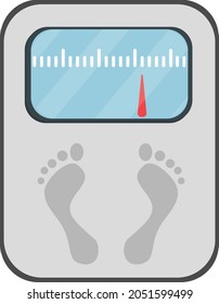 
Scale, with drawing of feet, calculator of weight, body mass and exercises