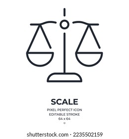 Scale editable stroke outline icon isolated on white background flat vector illustration. Pixel perfect. 64 x 64.