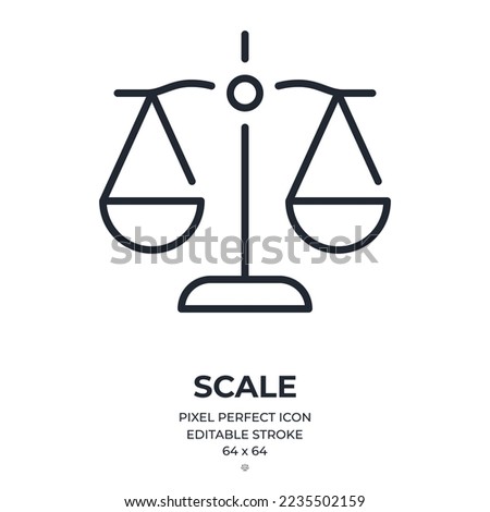 Scale editable stroke outline icon isolated on white background flat vector illustration. Pixel perfect. 64 x 64.