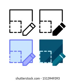 Scale editing icon. With outline, glyph, filled outline and flat style