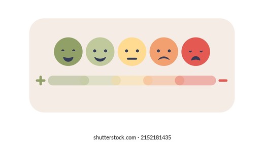 Escala de emociones con caras emocionales. Icono de escala de humor. Nivel de estrés. Inteligencia emocional. Concepto de salud mental. Ilustración plana del vector