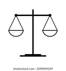 Icono de escala igual, signo web de crimen de abogado, balance de protección ilustración vectorial aislada.