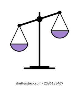 Icono de escala igual, signo web de crimen de abogado, balance de protección ilustración vectorial aislada.