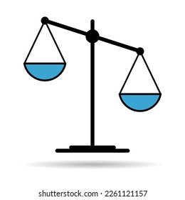 Icono de la sombra de escala igual, signo web de crimen de abogado, balance de protección ilustración vector aislada.