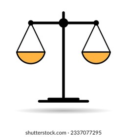 Scale equal shadow icon, lawyer crime web sign, protection balance isolated vector illustration .