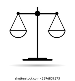 Scale equal shadow icon, lawyer crime web sign, protection balance isolated vector illustration .