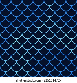 Scale fish seamless pattern. Repeating wave lattice for design prints. Repeated geometric ornament. Fishscal swatch. Repeat sample. Wavy circle line. Decorative geometry trellis. Vector illustration