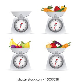 escalar con frutas y verduras