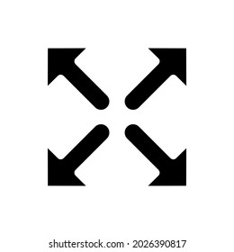 Icono de escala de glifo. Flechas. El vector rellena la ilustración negra.