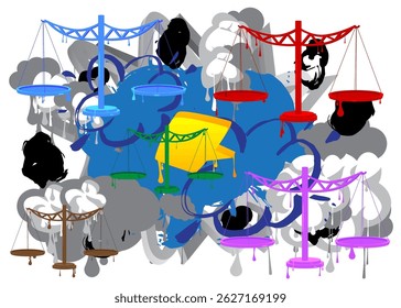 Scale graffiti. Abstract modern street art decoration performed in urban painting style.
