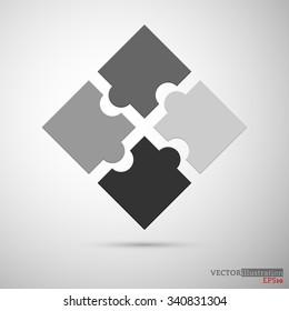 Scale gray plastic puzzle infographic concept. Vector illustration.
