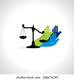 scale with hands rights for vector illustration 