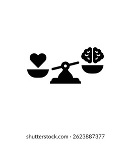Scale with Heart and Brain on Each Side Representing Balance Icon