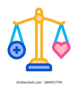 vector de icono de peso del corazón de escala. signo de peso del corazón de escala. ilustración de símbolo de color