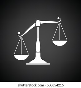 Scale icon. Black background with white. Vector illustration.