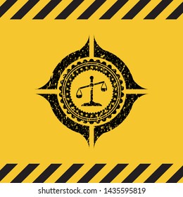 scale icon black grunge emblem inside yellow warning sign. Vector Illustration. Detailed.