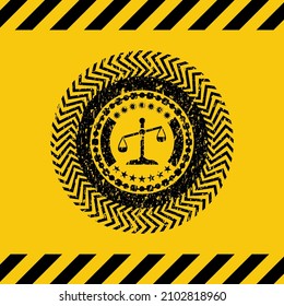 scale icon black grunge emblem inside yellow warning sign. Vector Illustration. Detailed. 