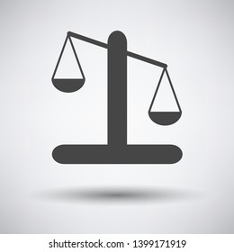 Scale Icon. Dark Gray on Gray Background With Round Shadow. Vector Illustration.