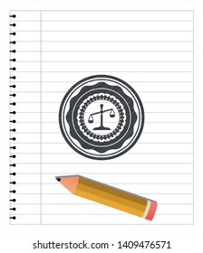 scale icon draw (pencil strokes). Vector Illustration. Detailed.