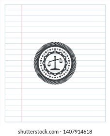 scale icon drawn with pencil strokes. Vector Illustration. Detailed.