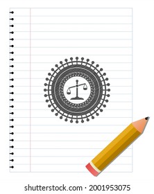 dibujar el símbolo de icono de escala con efecto de lápiz. Ilustración vectorial. Detallado.