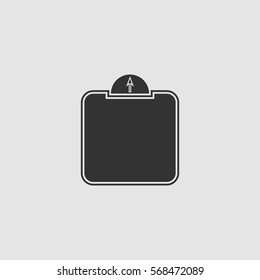 Scale icon flat. Black pictogram on grey background. Vector illustration symbol