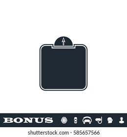 Scale icon flat. Black pictogram on white background. Vector illustration symbol and bonus button