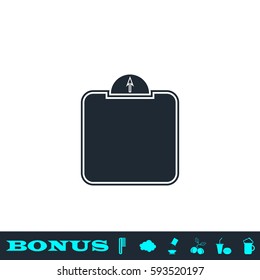 Scale icon flat. Black pictogram on white background. Vector illustration symbol and bonus button