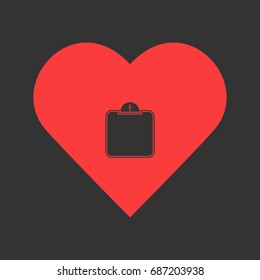Scale icon flat. Simple pictogram on heart background. Vector illustration symbol