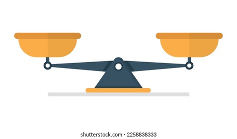 Scale icon in flat style. Weight balance vector illustration on isolated background. Equilibrium comparison sign business concept.