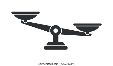 Scale icon in flat style. Weight balance vector illustration on isolated background. Equilibrium comparison sign business concept.