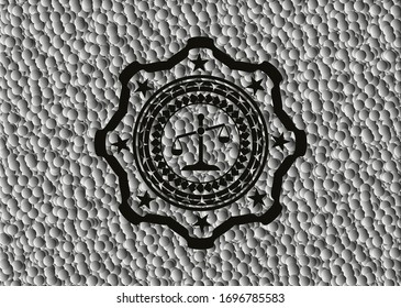 scale icon inside black emblem with bubbles background. Vintage. Vector Illustration. Detailed.