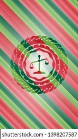 scale icon inside christmas badge background.