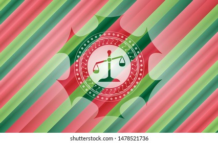 scale icon inside christmas badge background.