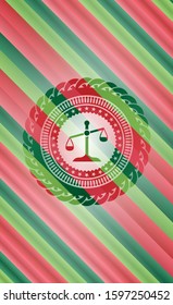 scale icon inside christmas badge background.