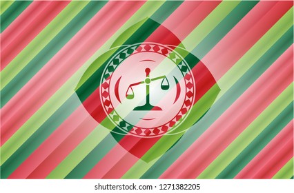 scale icon inside christmas style badge..