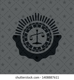 scale icon inside dark badge or emblem