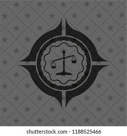 scale icon inside dark emblem. Retro