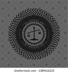 scale icon inside dark emblem. Retro