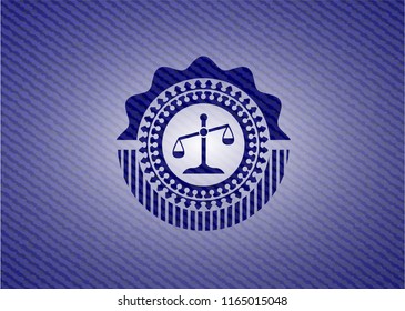 scale icon inside emblem with jean high quality background