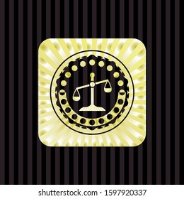 scale icon inside gold shiny badge