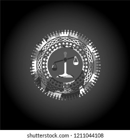 scale icon inside grey camouflage emblem