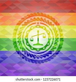 scale icon inside lgbt colors emblem 