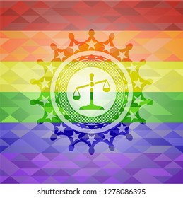 scale icon inside lgbt colors emblem 