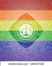 scale icon inside lgbt colors emblem 