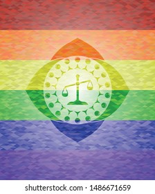 scale icon inside lgbt colors emblem 