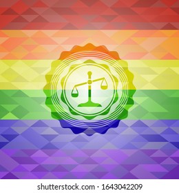 scale icon inside lgbt colors emblem 