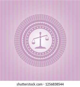 scale icon inside pink emblem. Vintage.